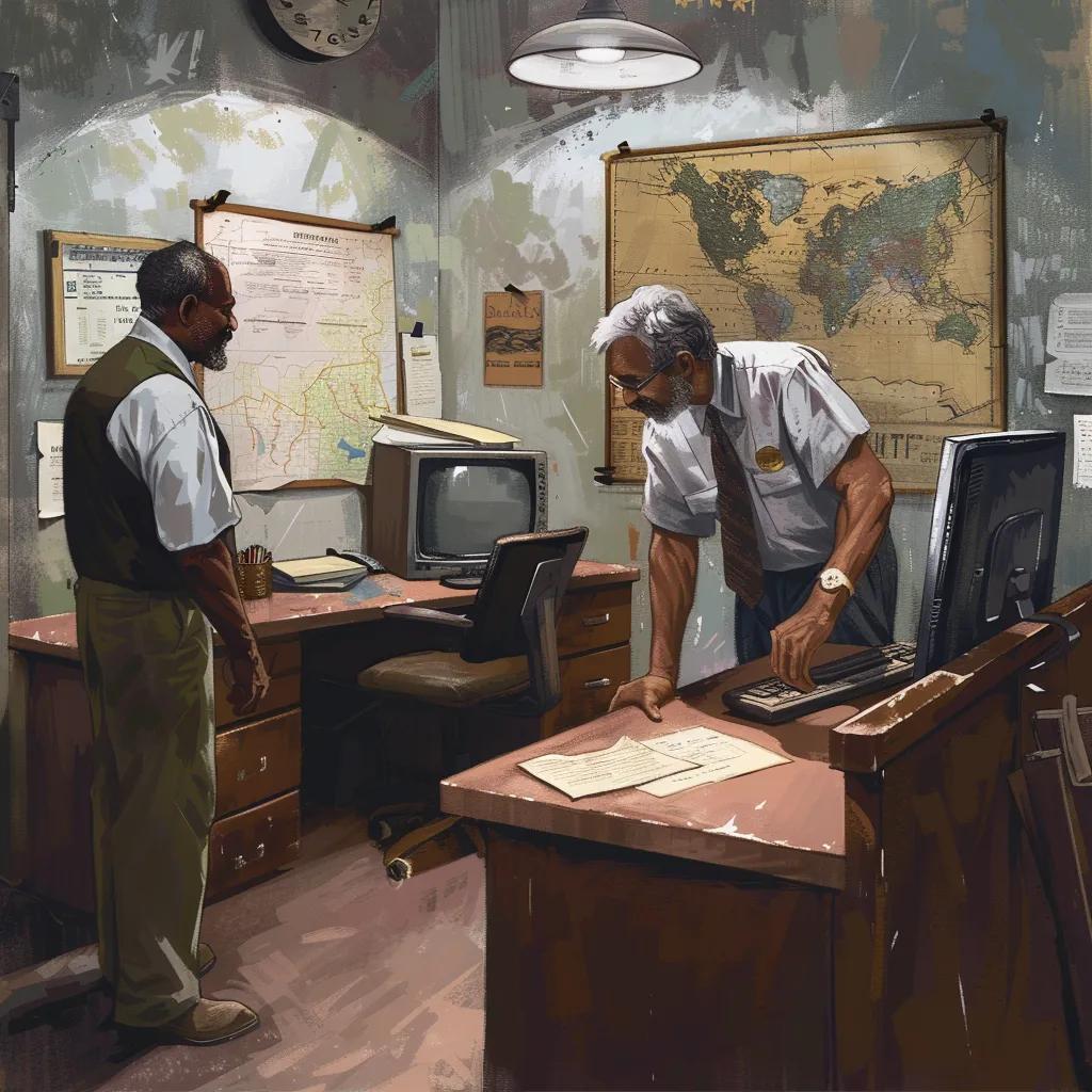 Local bail bondsman assisting a client in a professional office