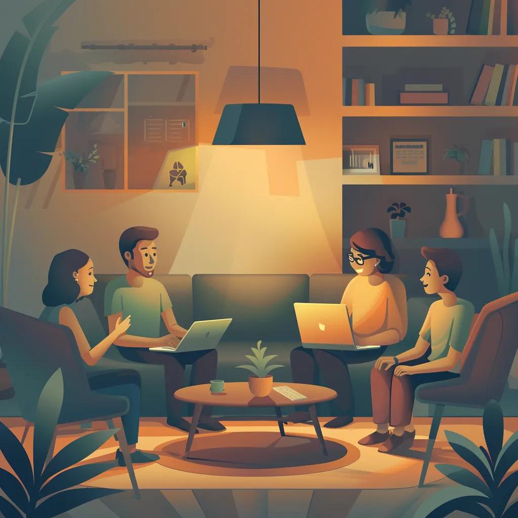 Family discussing affordable bail bond options in a cozy living room