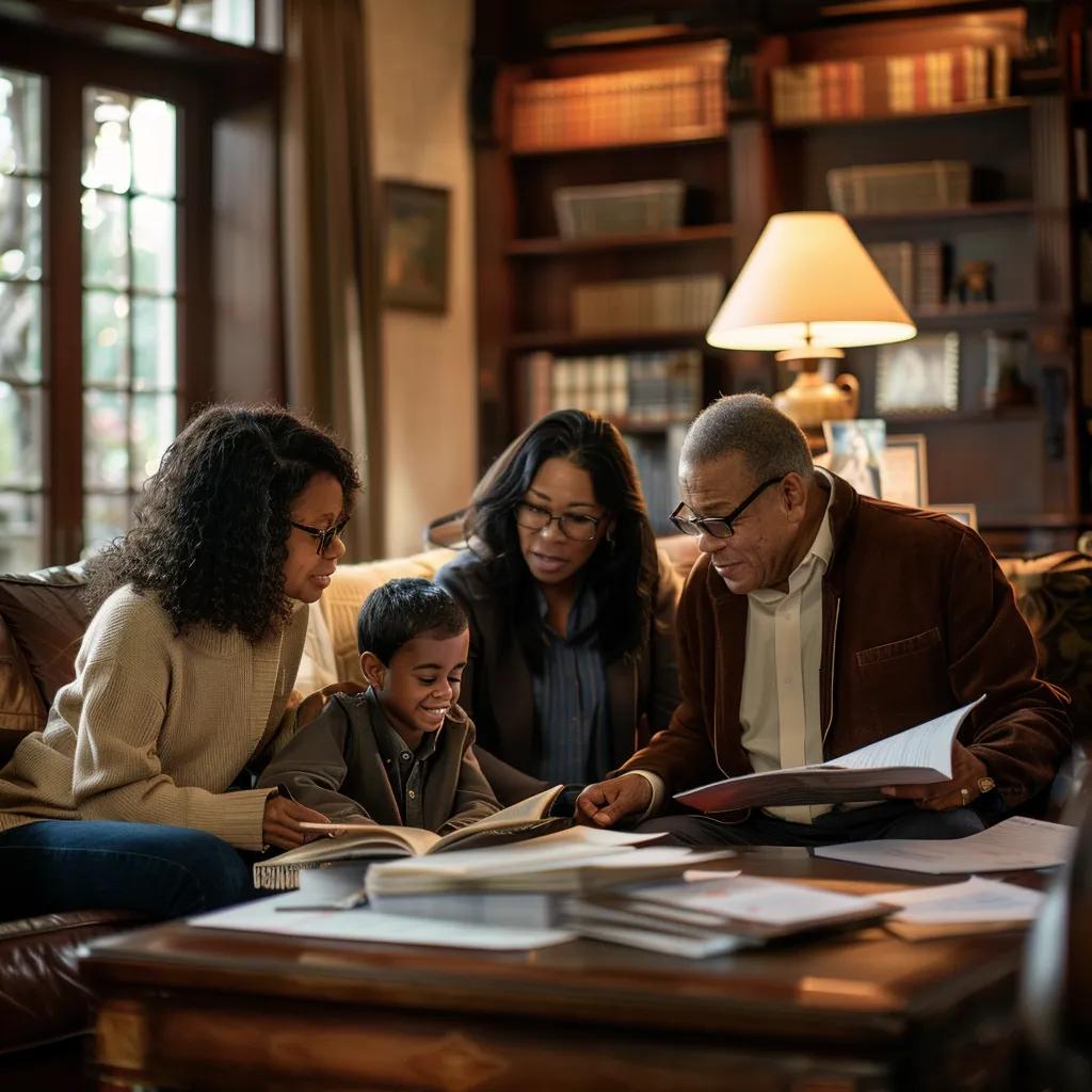 Family discussing bail bond services in a cozy living room, emphasizing support and understanding