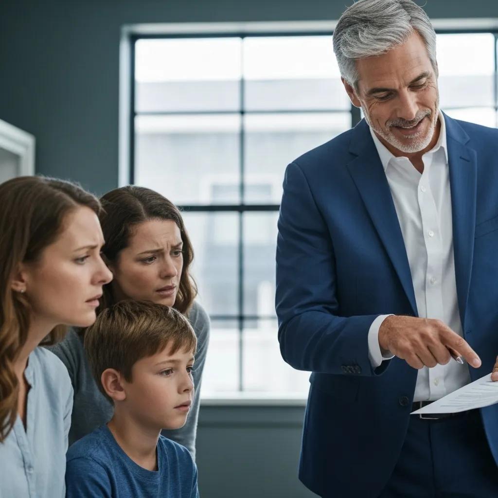 A bail bondsman explaining the bail bond process to a concerned family in an office setting in Tangipahoa Parish.